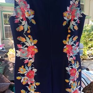 Navy Floral Dress with Vibrant Accents